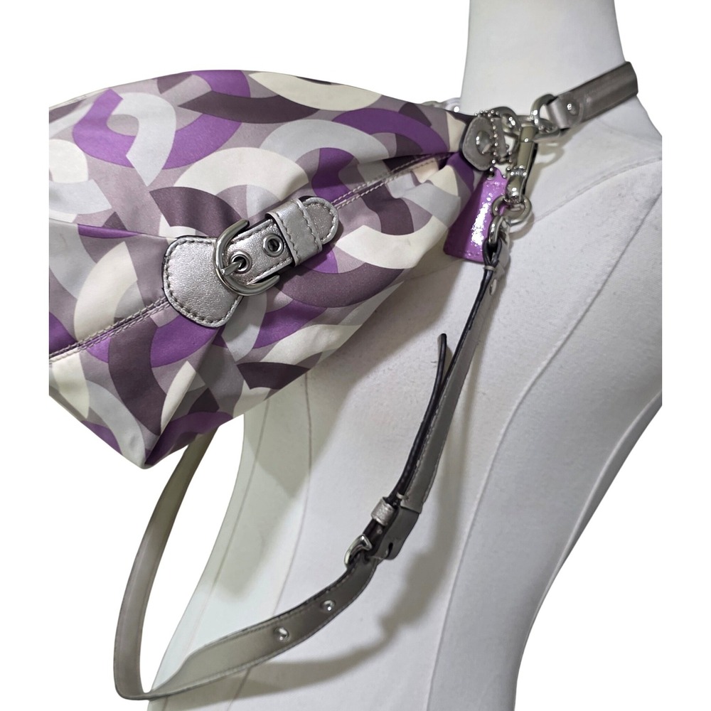 Coach Poppy Madison Shoulder Bag Womens Medium Purple Silver 14291 - Picture 13 of 16